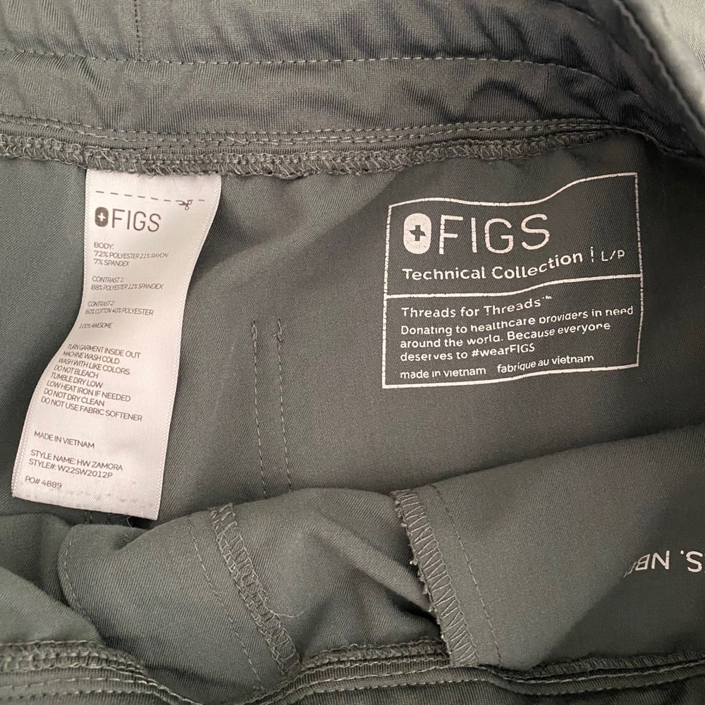 FIGS HW Zamora Jogger Scrub Pants Bonsai Sage Green Large Petite L/P - Picture 2 of 3